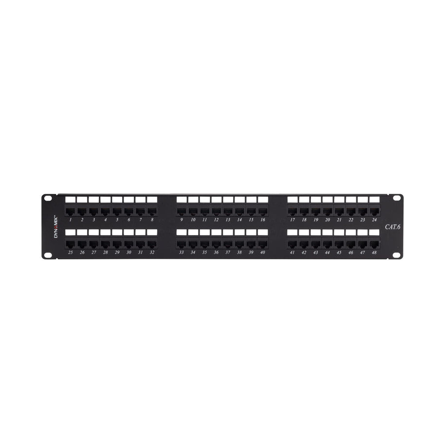 DYNAMIX PP-C6-48 - 48 Port 19'' Cat6 UTP Patch Panel T568A & T568B Wiring. 2RU 110x Terminations