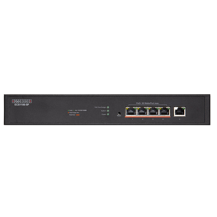 EDGECORE ECS1100-5P - 5 Port Lite L2 Smart Gigabit Web Managed PoE Switch w/ 4 PoE Ports (30W). 120W
