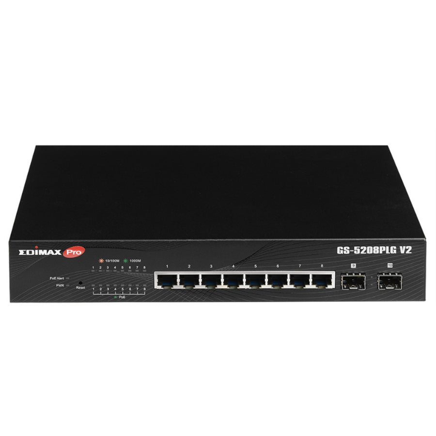 EDIMAX GS-5208PLGV2 - 10 Port Gigabit Long Range PoE+ Web Smart Switch 2 SFP Ports