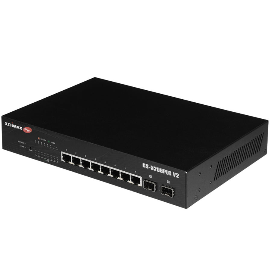 EDIMAX GS-5208PLGV2 - 10 Port Gigabit Long Range PoE+ Web Smart Switch 2 SFP Ports