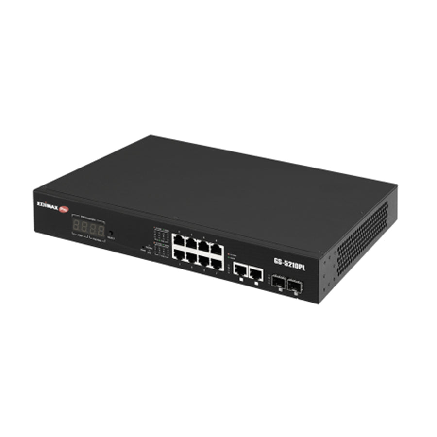EDIMAX GS-5210PL - 12 Port Surveillance Long Range Gigabit PoE+ Web Smart Switch