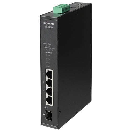 EDIMAX IGS-1105P - Industrial 5-Port Gigabit PoE+ DIN Rail Switch