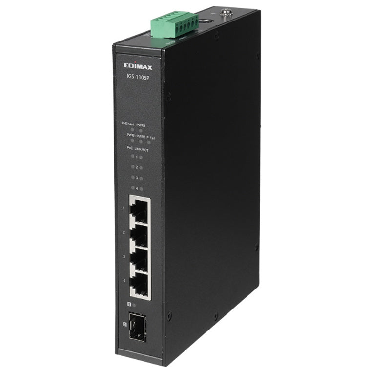 EDIMAX IGS-1105P - Industrial 5-Port Gigabit PoE+ DIN Rail Switch