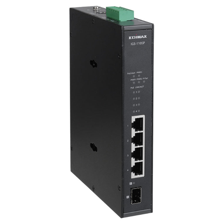 EDIMAX IGS-1105P - Industrial 5-Port Gigabit PoE+ DIN Rail Switch