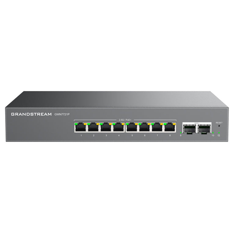 Grandstream GWN7721P - GWN7721P Layer 2-Lite Managed Multi-Gig Switch- 8 x 2.5 GigE- 2 x 10G SFP+  Hardware