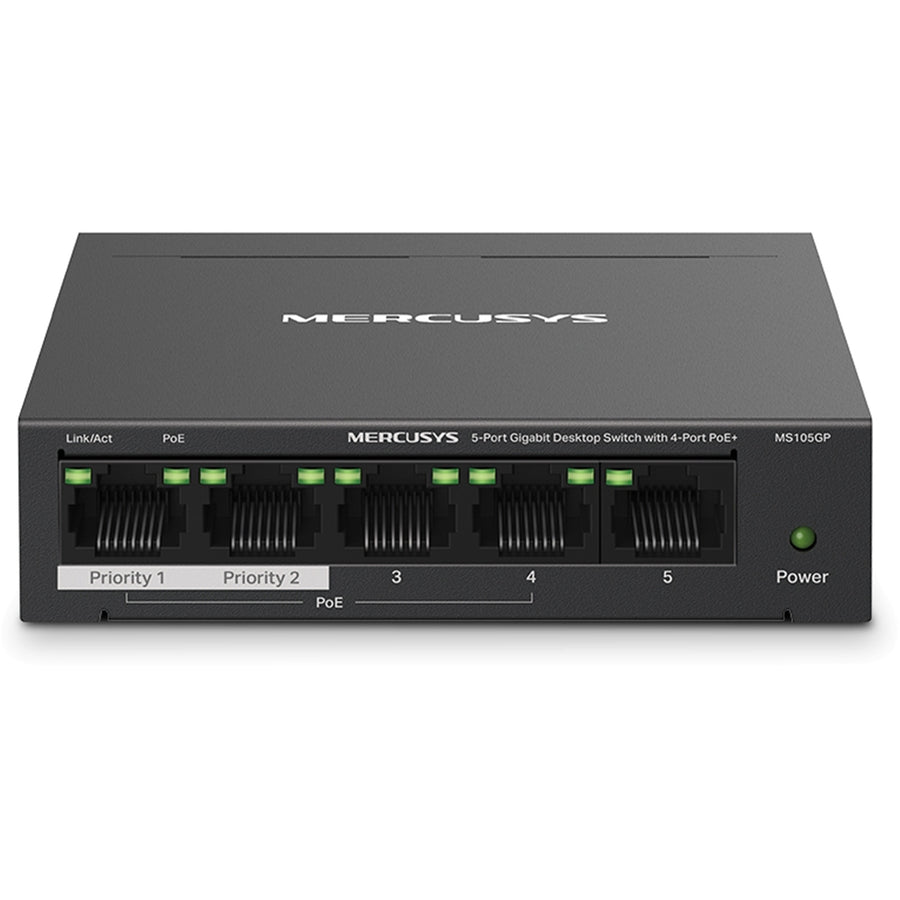 TP-Link MS105GP - Mercusys MS105GP 5 Port Gigabit Switch Steel Case 4x PoE+