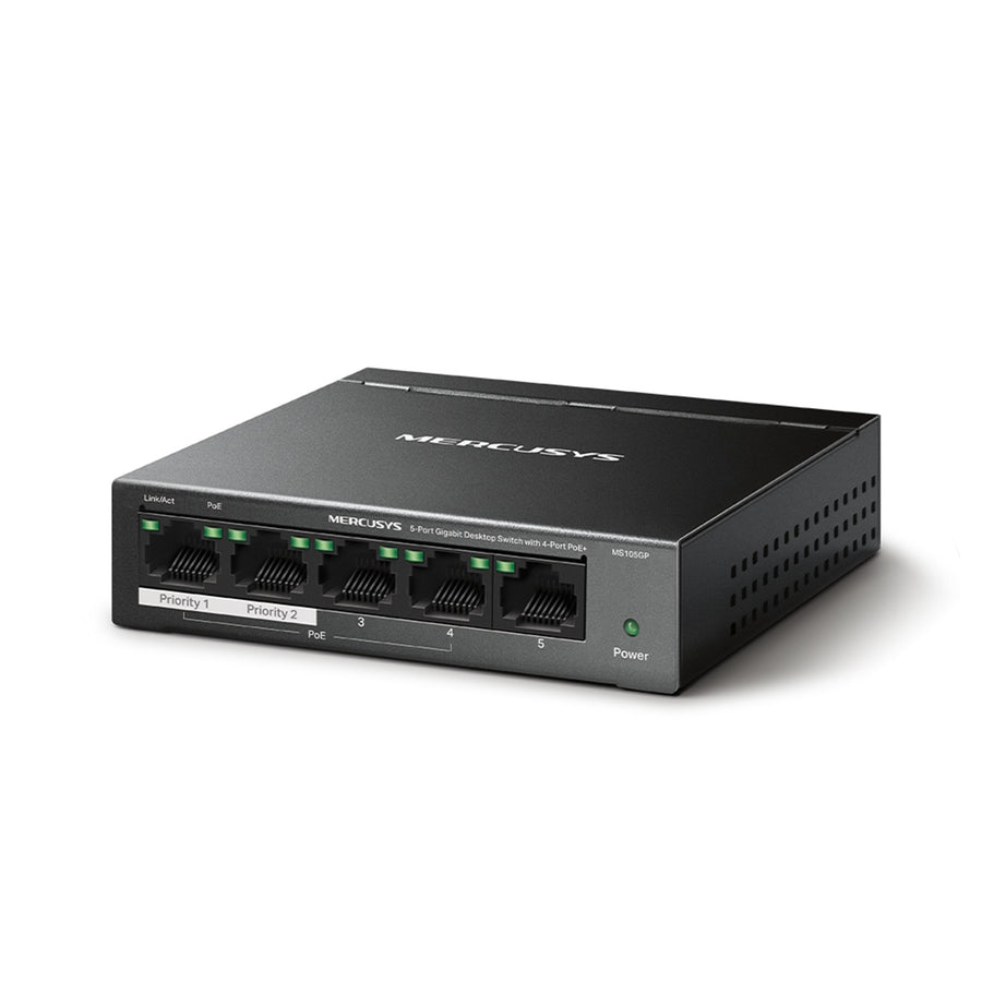 TP-Link MS105GP - Mercusys MS105GP 5 Port Gigabit Switch Steel Case 4x PoE+