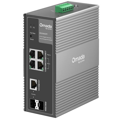 Omada IES206GPP 6-Port Gigabit Industrial Easy Managed Switch with 3-Port PoE+ and 1-Port PoE++