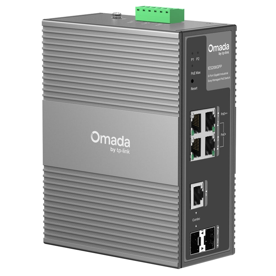 Omada IES206GPP 6-Port Gigabit Industrial Easy Managed Switch with 3-Port PoE+ and 1-Port PoE++