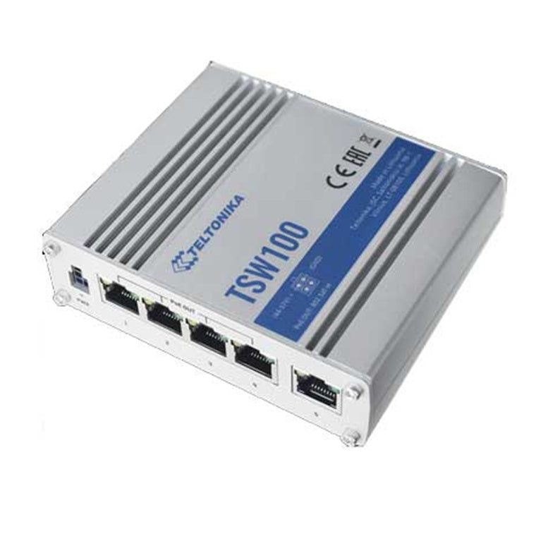 Teltonika TSW100 - 5-Port Industrial Gigabit Ethernet PoE Switch 4x 802.3af/at PoE Ports