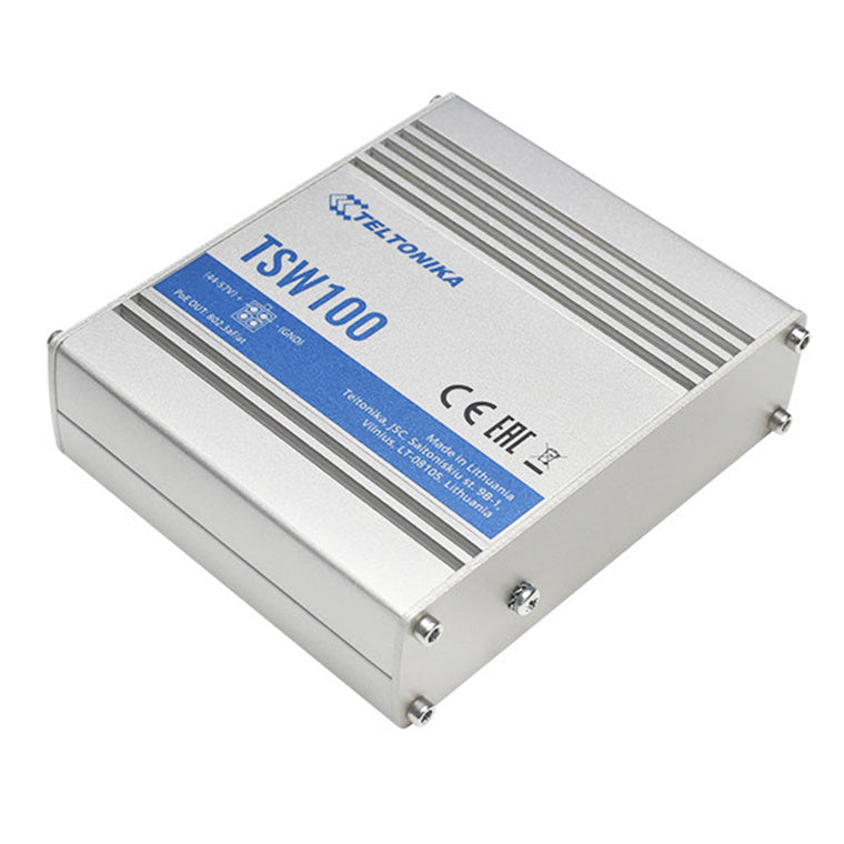 Teltonika TSW100 - 5-Port Industrial Gigabit Ethernet PoE Switch 4x 802.3af/at PoE Ports