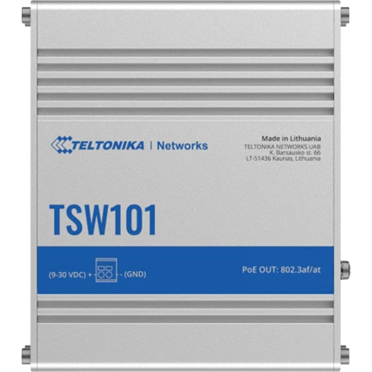 Teltonika TSW101 Unmanaged Industrial Ethernet PoE+ Switch(60W) GbE x 5 / PoE+ x 4