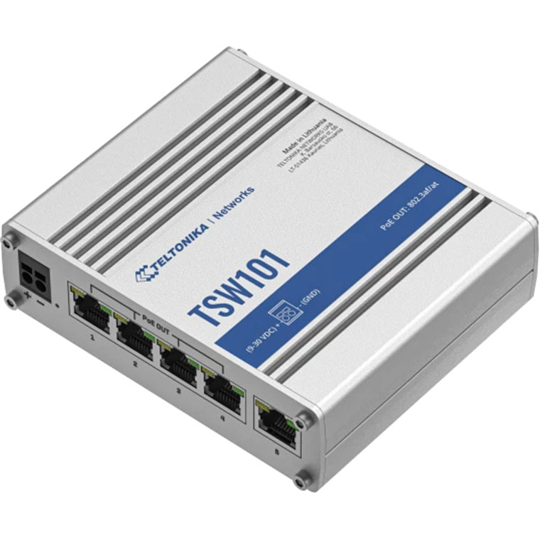 Teltonika TSW101 Unmanaged Industrial Ethernet PoE+ Switch(60W) GbE x 5 / PoE+ x 4