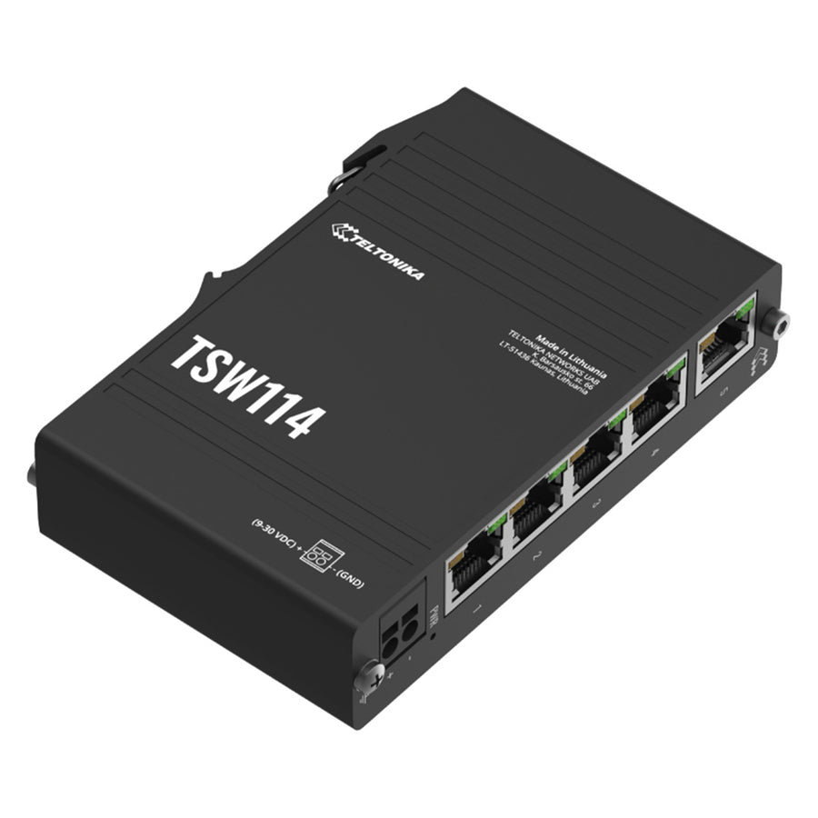 TSW114 - Teltonika TSW114 DIN Rail 5 Port GbE Switch