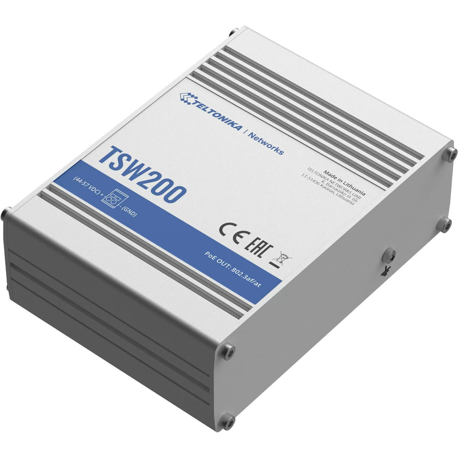 Teltonika TSW200 - 8-Port Industrial Gigabit Ethernet PoE+ Switch with 2x SFP (no PSU)