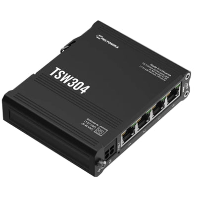 TSW304 - Teltonika TSW304 4+1 Port, Shock Resistant Unmanaged Gigabit network switch, DIN RAIL Mount