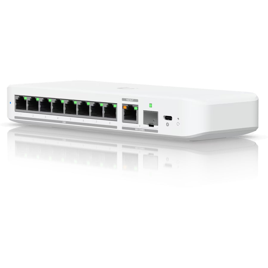 Ubiquiti UniFi USW-Flex-2.5G-8 10-Port 10G L2 Managed Switch - 10GbE PoE+/SFP+ Combo x1, 2.5GbE x8