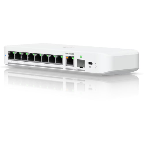 Ubiquiti UniFi USW-Flex-2.5G-8 10-Port 10G L2 Managed Switch - 10GbE PoE+/SFP+ Combo x1, 2.5GbE x8