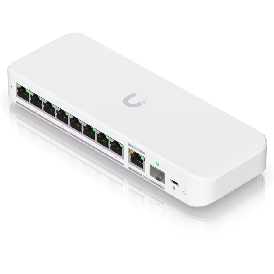 Ubiquiti UniFi USW-Flex-2.5G-8 10-Port 10G L2 Managed Switch - 10GbE PoE+/SFP+ Combo x1, 2.5GbE x8