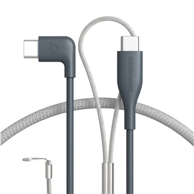 Bouncepad BP-CAB-LCABCCW Verstärktes 2m USB-C auf USB-C Ladekabel Weiß Rechtwinklig