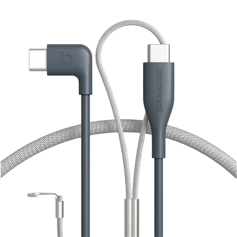 Bouncepad BP-CAB-LCABCCW Verstärktes 2m USB-C auf USB-C Ladekabel Weiß Rechtwinklig