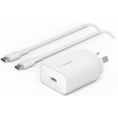 Belkin BoostCharge 25W USB-C PD 3.0 PPS Wall Charger with USB-C Cable - White