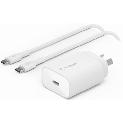 Belkin BoostCharge 25W USB-C PD 3.0 PPS Wall Charger with USB-C Cable - White
