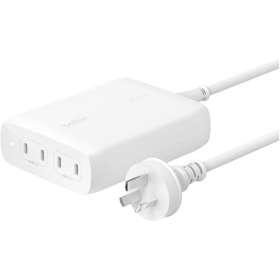 Belkin BoostCharge Pro 200W 4-Port USB-C Charger with GaN (140 + 60W) - White
