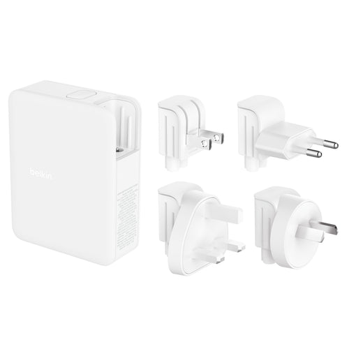 Belkin 140W 4-Port GaN Wall Charger for Laptops / Tablets /Phones - White -  includes 3x USB-C and 1x USB-A ports