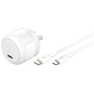 Belkin BoostCharge Kompaktes USB-C Wandladegerät 30W mit USB-C Kabel mit Lightning Connector