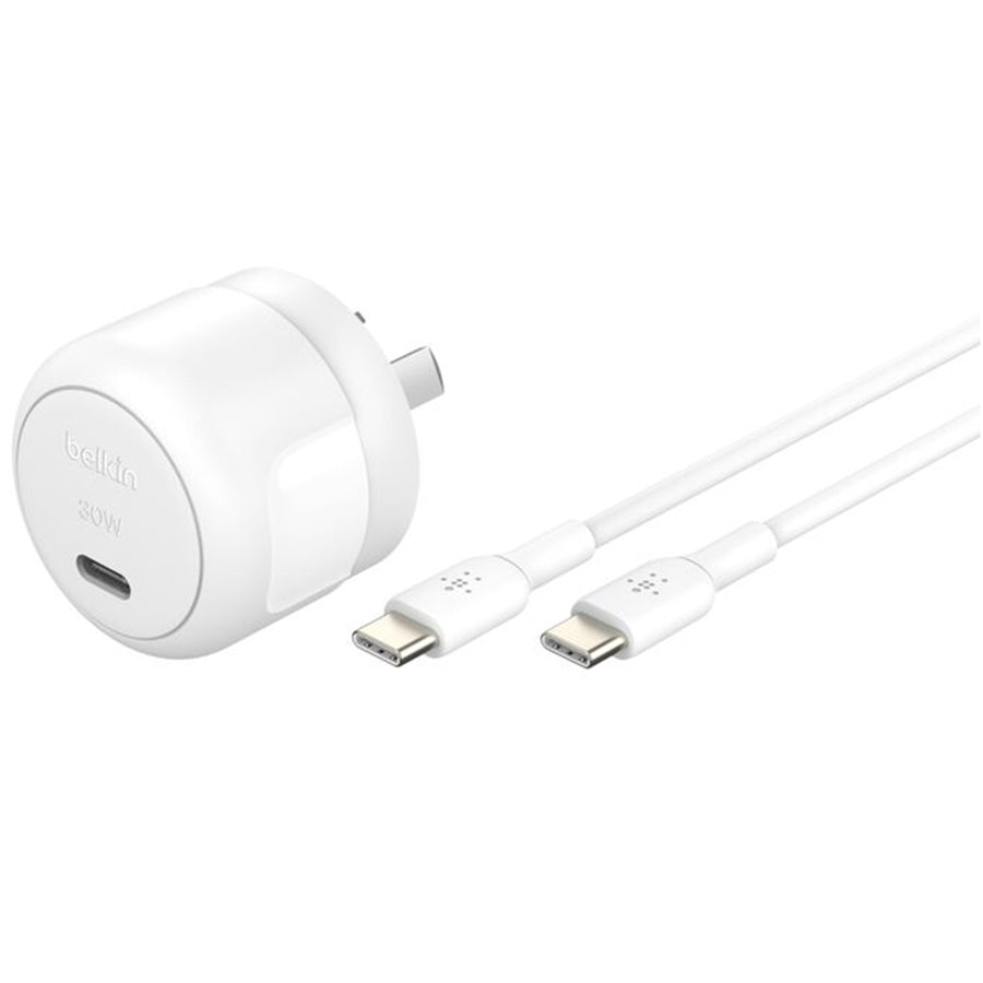 Belkin BoostCharge Compact USB-C Wall Charger 30W with USB-C to USB-C Cable