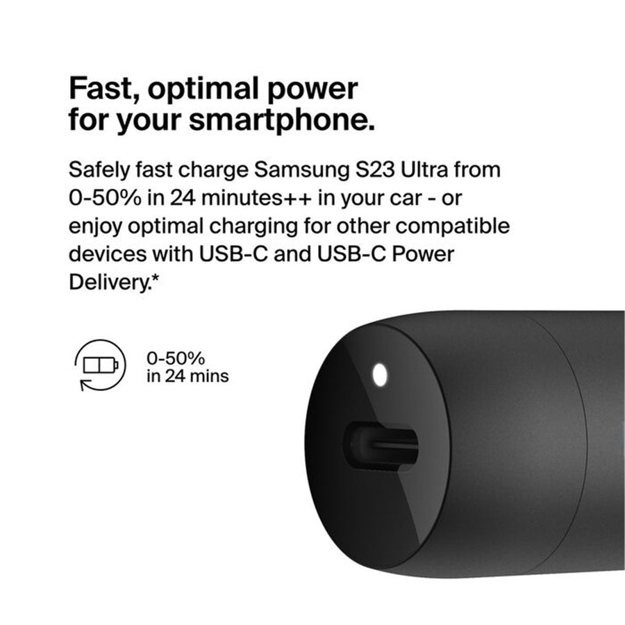 Belkin BoostCharge USB-C PD Car Charger + USB-C Cable 30W