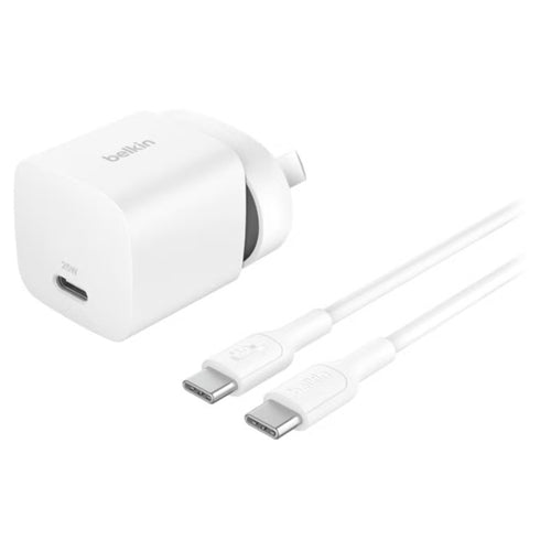 Belkin BOOSTCHARGE USB-C PD 3.1 PPS Wall Charger with USB-C cable (White) Single 25W