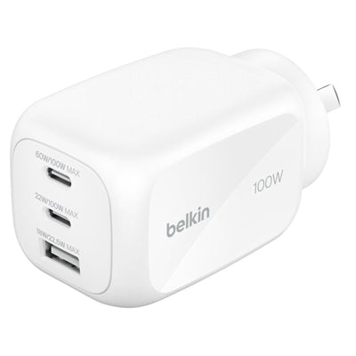 Belkin BoostCharge Pro  100W 3-Port GaN Wall Charger - White