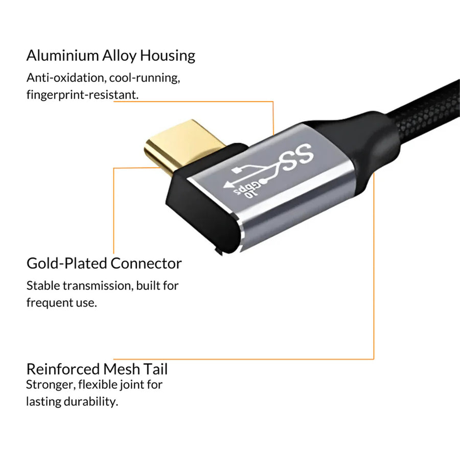 CLink  CL-CABC-25B USB 3.1 Gen 2 To USB-C Extension Cable - Right Angled - 25cm