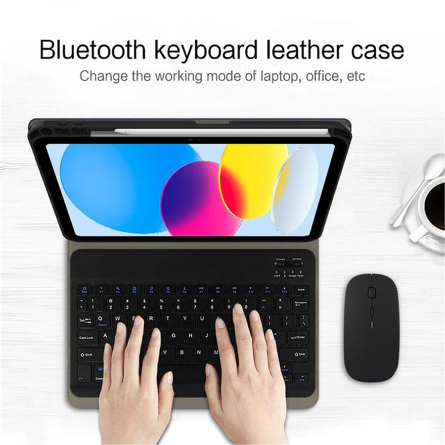 Generisch – Grip Case AR-KBLB119 – Bluetooth-Tastatur mit Lederhülle für iPad 11 (A16)