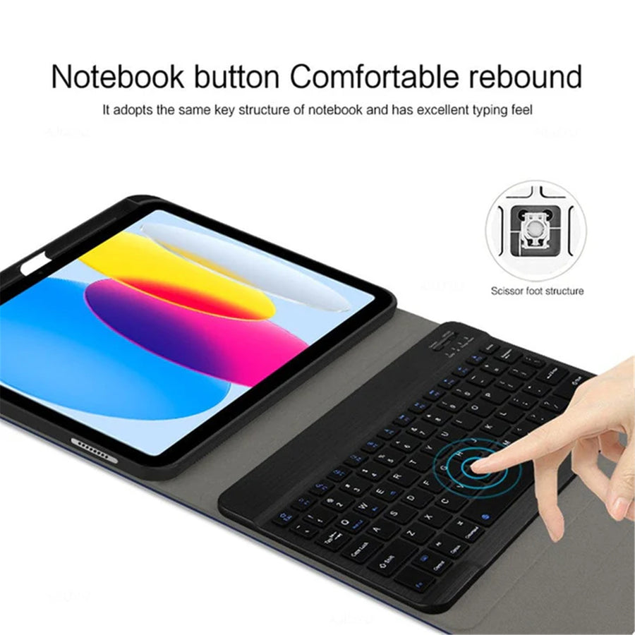 Generisch – Grip Case AR-KBLB119 – Bluetooth-Tastatur mit Lederhülle für iPad 11 (A16)