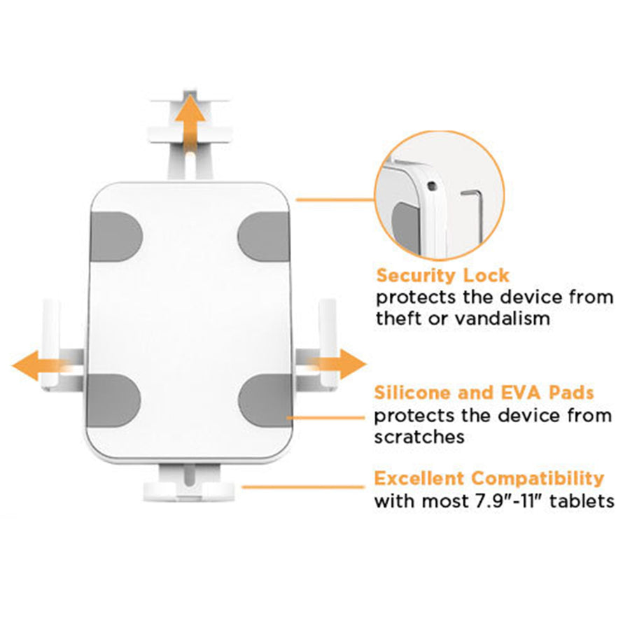 KONIC Universal Anti-Theft Tablet Wall Mount - Security Lock - Silicone EVA Pad - Compatible with most 7.9"-11" Apple iPad and Samsung Galaxy Tablet