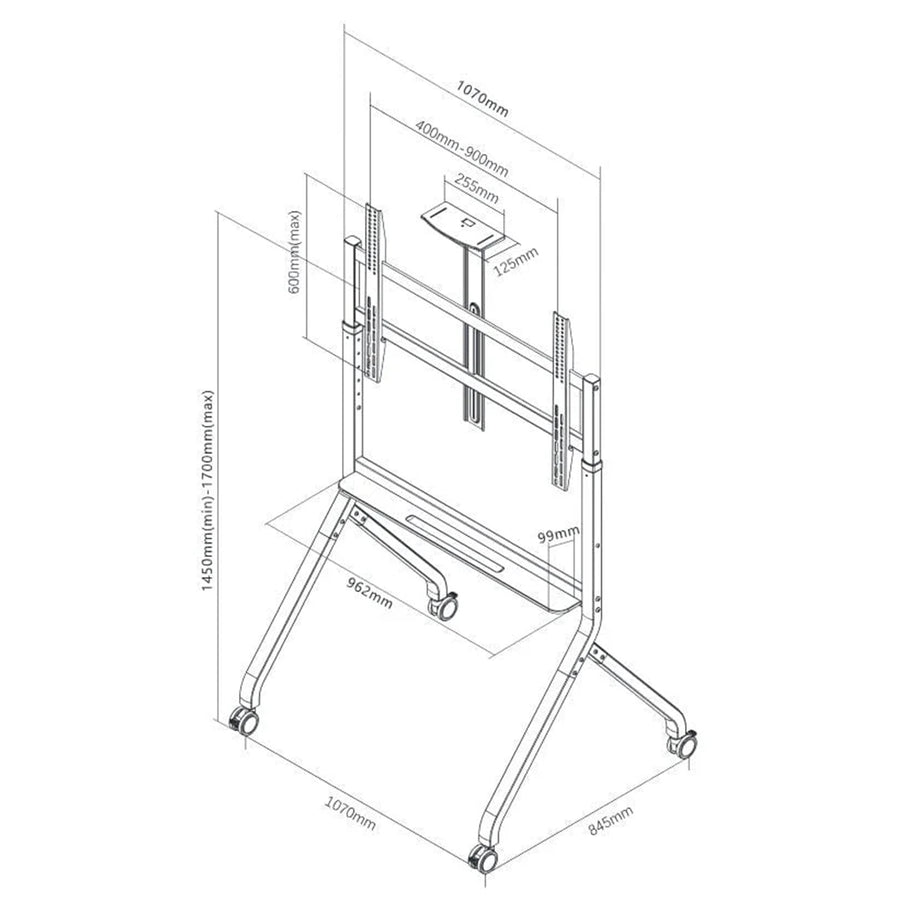 North Bayou NB-P200-B - TV Mobile Cart 60" - 100" screens