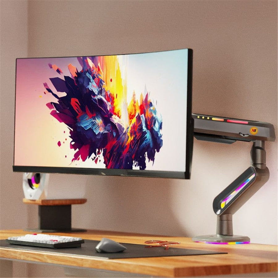 North Bayou NB-F6 RGB Heavy-Duty Gas Spring Gaming Monitor Arm - 27" - 50" (18kg) - Matte Charcoal