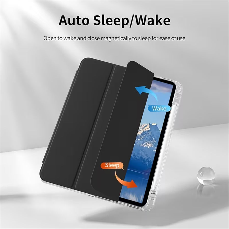 NICE Folio Case with Pen Holder ( Black with clear Back ) - for Galaxy Tab S10 Lite / S10 FE / S9 FE / S9  ( 10.9 - Inch)