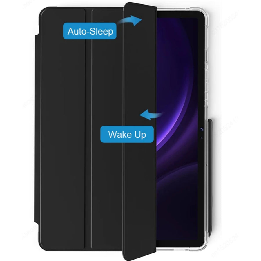 NICE Folio Case with Pen Holder ( Black with clear Back ) - for Galaxy Tab S10 Lite / S10 FE / S9 FE / S9  ( 10.9 - Inch)