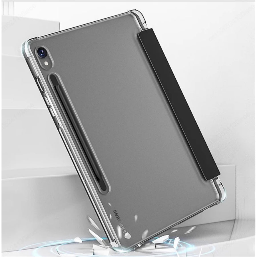 NICE Folio Case with Pen Holder ( Black with clear Back ) - for Galaxy Tab S10 Lite / S10 FE / S9 FE / S9  ( 10.9 - Inch)