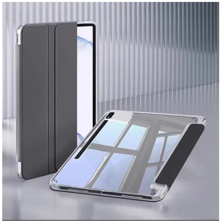 NICE Folio Case with Pen Holder ( Black with clear Back ) - for Galaxy Tab S10 Lite / S10 FE / S9 FE / S9  ( 10.9 - Inch)