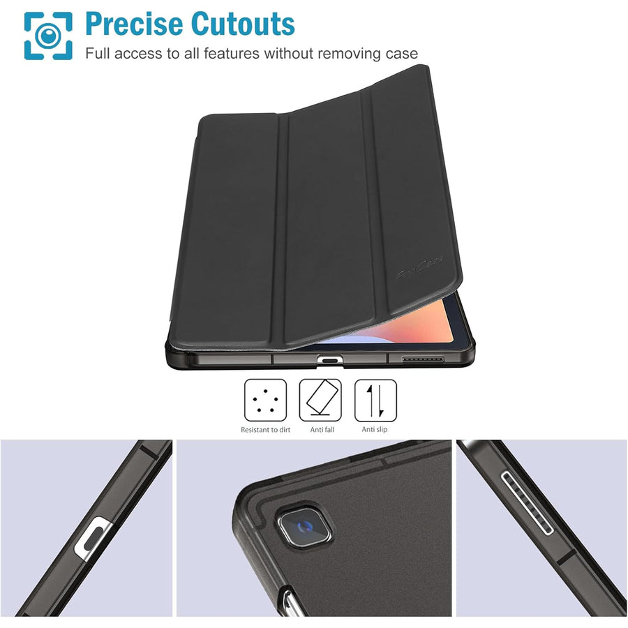 NICE - ( Black ) Slim Light Cover Stand Hard Shell Folio Case for Galaxy Tab S6 lite ( 2024 Model - SM-P62X ) with Pen Holder