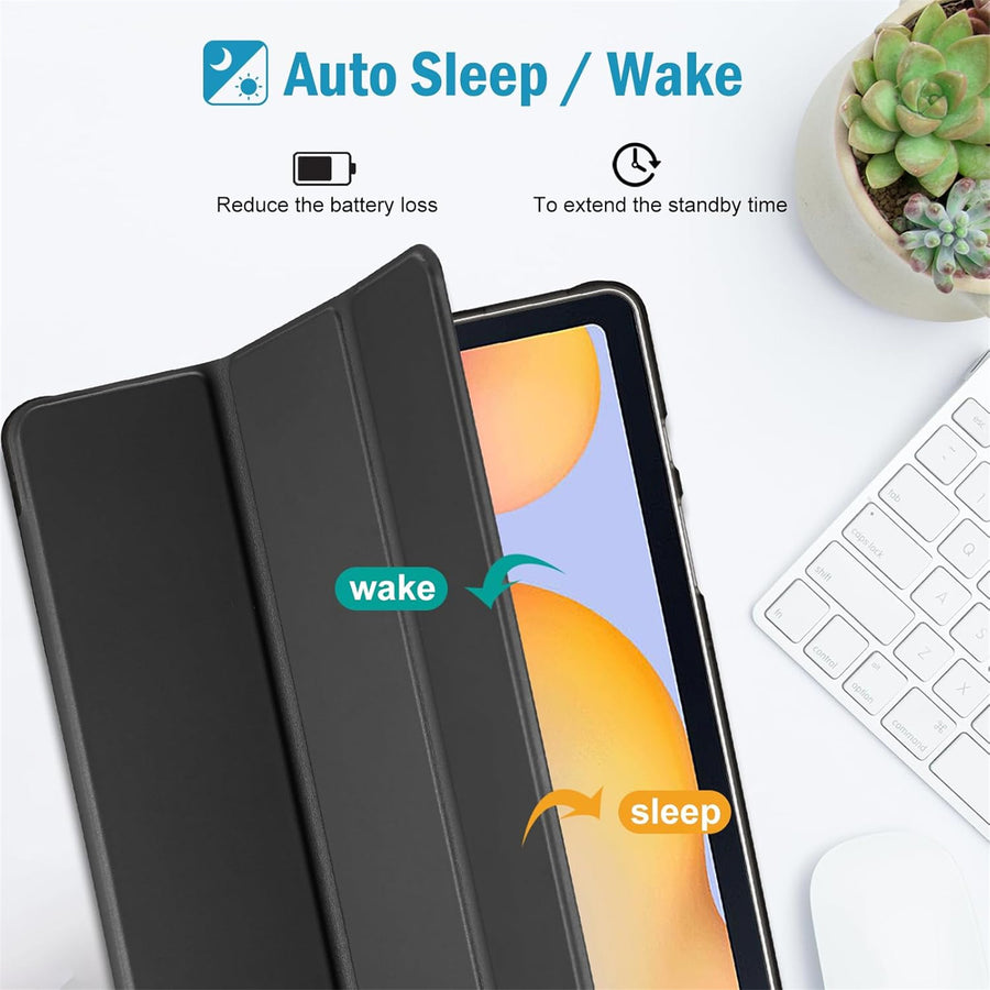 NICE - ( Black ) Slim Light Cover Stand Hard Shell Folio Case for Galaxy Tab S6 lite ( 2024 Model - SM-P62X ) with Pen Holder