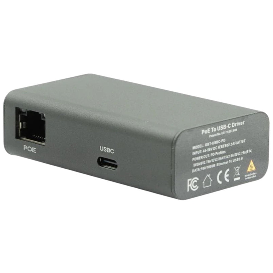 POE Texas PT-GBT-USBC-PD-USBC Gigabit PoE++ (802.3bt) to USB-C Power + Data Delivery with 65 Watt Output with USB-C cable