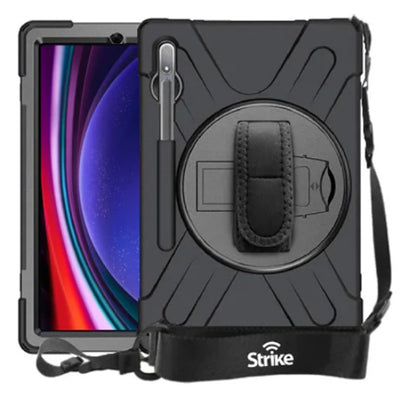 Strike CAS-STKHC4 Rugged Case with Hand Strap and Lanyard for Samsung Galaxy Tab S9 FE+/S9+/S8+/S7FE/S7++/S9+/S8+/S7FE/S7+