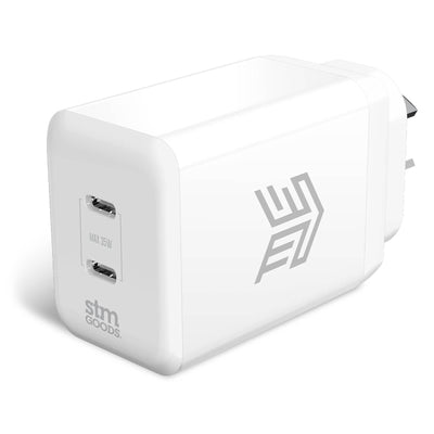 STM   35W Dual Port USB-C GaN Charger - White