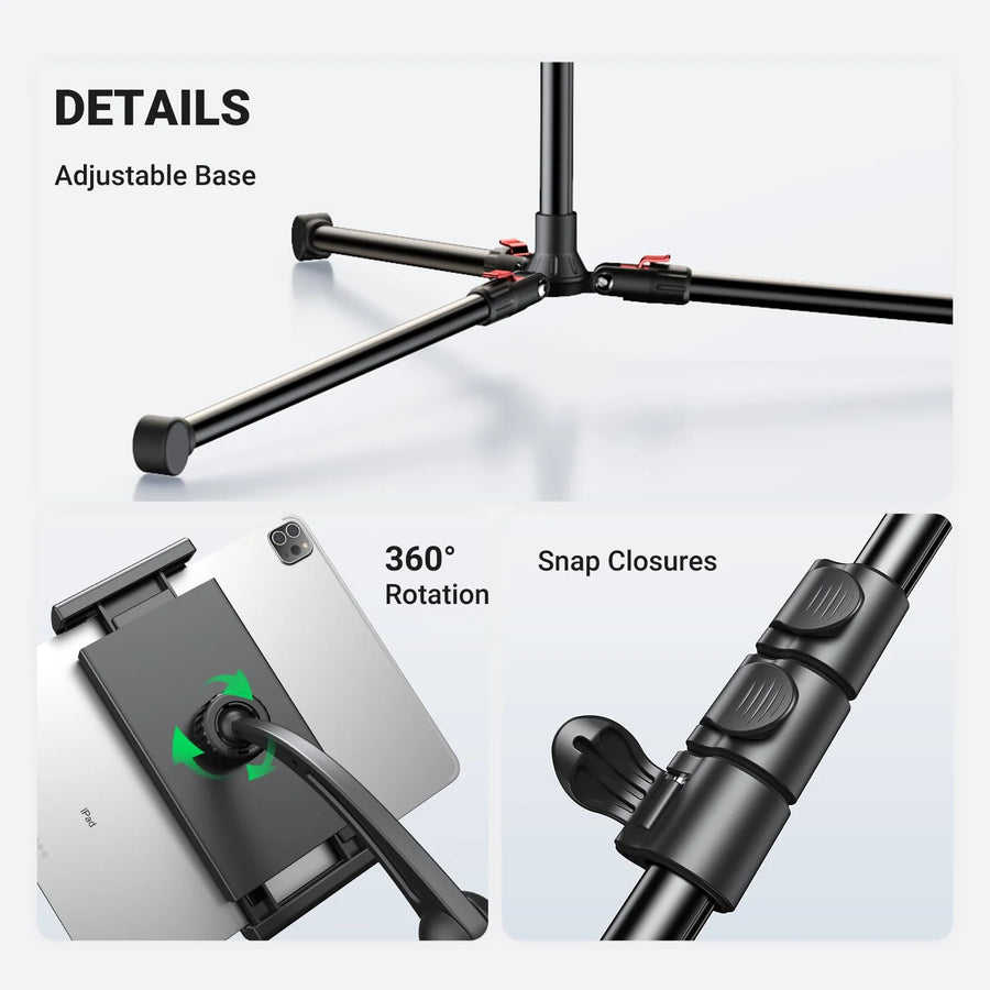 UGREEN LP241 iPad Tablet Tripod Floor Stand - 68-Inch Height Adjustable - Compatible with iPad Pro 12.9, iPad Air Mini 6 5 4 3 2, iPhone All 4.7-12.9" Tablets Cell Phones